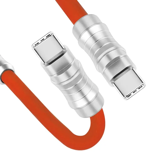 Vista 6 de WLGQ Geek - Cable de carga universal USB C a C de estilo industrial hecho a mano, material de silicona líquida agradable a la piel, cable de carga