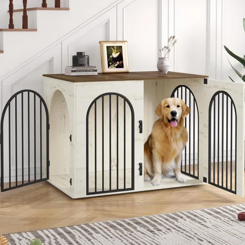 Vista 12 de Hzuaneri Jaula de Madera para Perros de 26.8'', Muebles de Jaula para Perros de Interior, Jaula para Perros Pequeños, Jaulas de Servicio Pesado