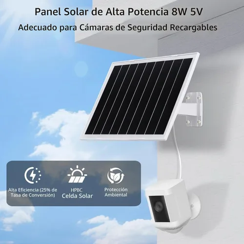 Vista 3 de Panel solar de 8W para cámaras de seguridad recargables de anillo/Eufy/Wyze