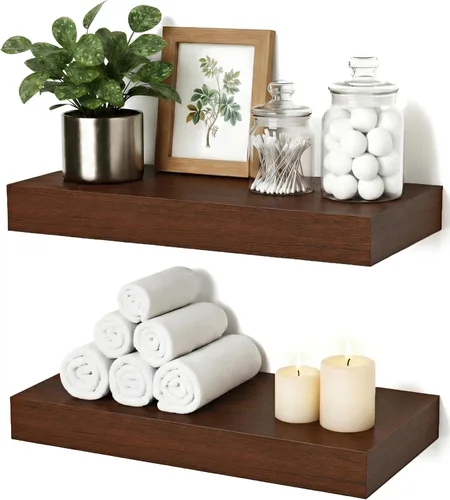 Vista 23 de Estantes flotantes de baño para pared, estantes de baño sobre el inodoro, estantes de pared y estante para libros, estante colgante, estantes