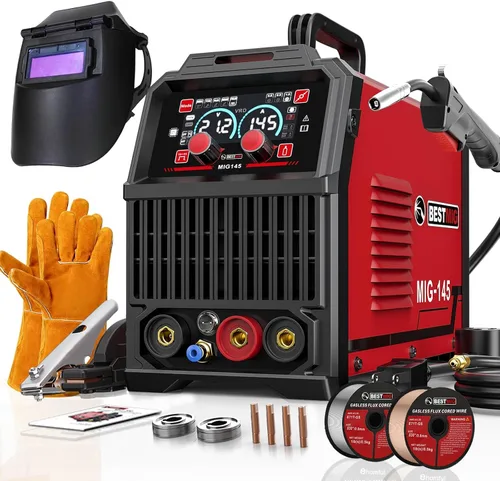 Vista 12 de BESTMIG 135A Soldador MIG - Soldador de núcleo de flujo 3 en 1, máquina de soldadura MIG/Lift TIG/Stick - Inversor IGBT portátil - 110 V con casco