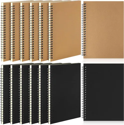 Vista 25 de Leelosp 12 cuadernos pequeños en espiral forrados en espiral, cuaderno con rayas universitarias, cubierta de papel kraft encuadernado con alambre
