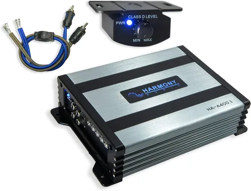 Vista 2 de Harmony Audio Kicker Bundle compatible con Universal Vehicle 46TL7T102 10" Loaded Square Sub Box con amplificador HA-A400.1 y kit de instalación