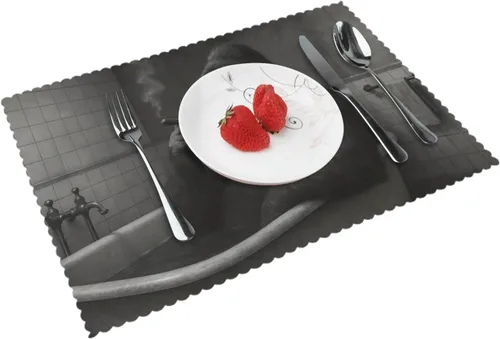 Vista 13 de Rectangular Placemats Set of 4, Heat Resistant Donuts Printed Kitchen Dining Table Mats