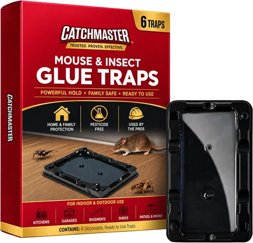 Vista 9 de Catchmaster -6 trampas de pegamento resistentes a la congelación para ratones e insectos, para interiores para el hogar, bandeja adhesiva