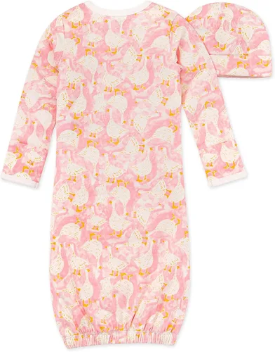 Vista 2 de Burt's Bees Baby Conjunto de bata y gorro para bebé niña, talla única, 0-6 meses, 100% algodón orgánico, Waddle Waddle Rosa