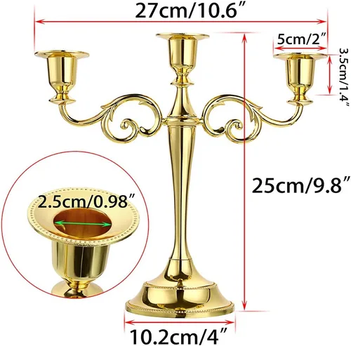 Vista 2 de OwnMy Candelabro de 3 Brazos de Metal Portavelas Plateado Europeo Elegante Portavelas para Boda, Mesa de Comedor, Navidad, Fiesta, Decoración