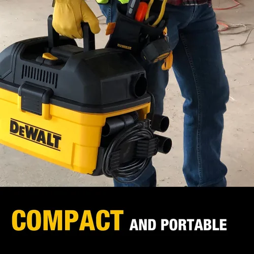 Vista 8 de DEWALT DXV04T - Aspiradora portátil para húmedo y seco de 4 galones, color amarillo