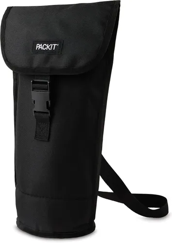 Vista 2 de PackIt Bolsa de vino congelable, se adapta a una botella de 25.4 fl oz, color negro Built-in ice packs, EcoFreeze+ Technology, Adjustable shoulder
