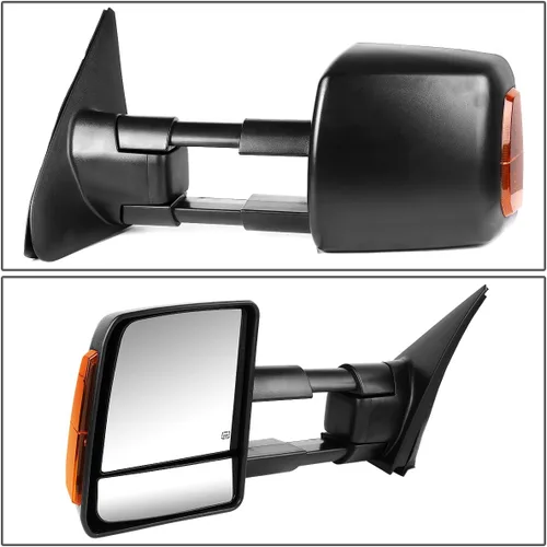 Vista 2 de DNA Motoring TWM-038-T888-BK-AM-L Espejo de remolque lateral izquierdo compatible con Tundra 07-16, con calefacción eléctrica + espejo de luz