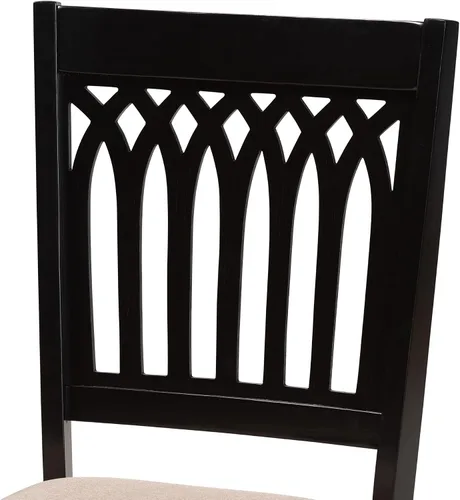 Vista 6 de Baxton Studio Genesis - Juego de 2 sillas de comedor, beige/marrón oscuro