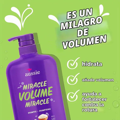 Vista 3 de Aussie Miracle Volume Champú, sin parabenos, voluminizante, 30.4 onzas, paquete de 4