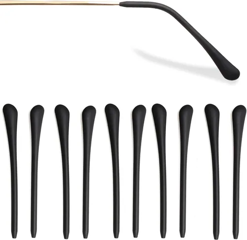 Vista 8 de KECHIO Puntas de silicona antideslizantes para lentes de oreja, reemplazo de tubo para patas de gafas de metal fino, 3 negro/2 marrón