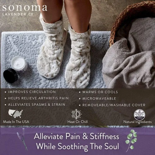 Vista 2 de Sonoma - Botas de spa de lavanda, para microondas, calentadas con calefacción, botines de hierbas de lujo, calentador de pies de aromaterapia a base