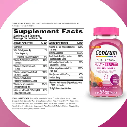 Vista 9 de Centrum MultiGummies, Multi + Beauty, 100
