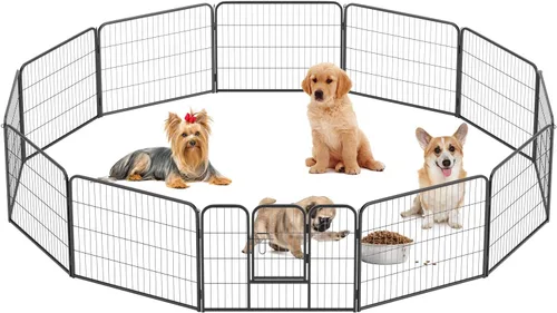 Vista 32 de BestPet Extensión de corral para perros 32 pulgadas, 2 paneles Corral resistente para mascotas con ejercicio de metal Paneles de cerca