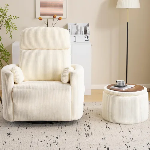 Vista 26 de Sillón reclinable eléctrico de gran tamaño con masaje y calor, sillón reclinable giratorio con reposacabezas ajustable, silla reclinable planeadora