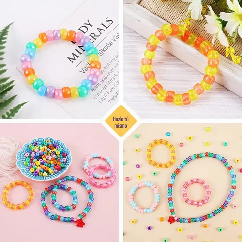 Vista 8 de Pony Beads Rainbow Kandi para hacer pulseras y joyas con banda de goma y cuentas