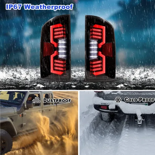Vista 8 de Luces traseras secuenciales LED para Dodge Ram 1500 2002-2006 y Dodge Ram 2500 / 3500 2003-2006, conjunto de luces traseras LED completas