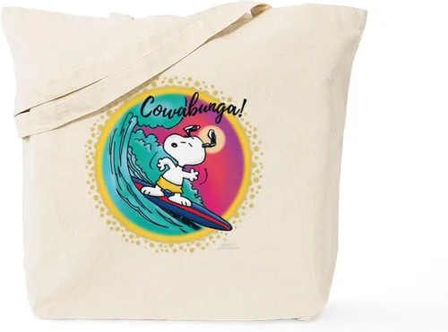 Vista 7 de CafePress Peanuts Snoopy - Bolsa reutilizable de lona color beige natural