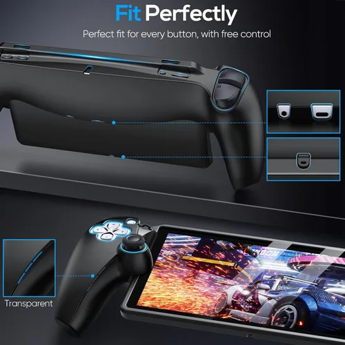 Vista 5 de FYOUNG Protective Case for Playstation Portal, Silicone Soft Grip Cover Case Protector with Full Protection and Non-Slip Thumb Grips Accessories Kit