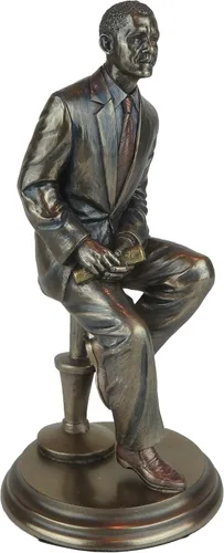 Vista 2 de Figura de 8 pulgadas sentado Presidente Barak Obama tono bronce bruñido