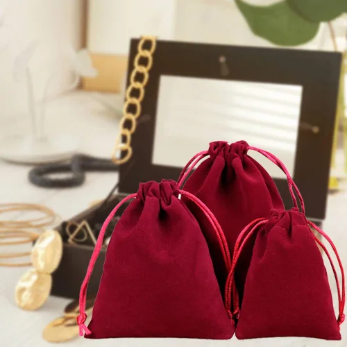Vista 8 de TopTie 50 bolsas de terciopelo, 2.8 x 3.6 pulgadas, bolsas con cordones para manualidades, bolsas de joyería para bodas, fiestas y festivales