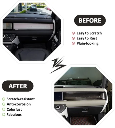 Vista 2 de YIWANG Cubierta de panel de decoración de pasajeros de fibra de carbono ABS para Land Rover Defender 90 110 2020-2022 LHD accesorios de automóvil