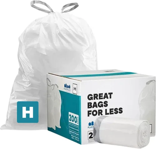Vista 7 de Plasticplace Bolsas de basura de ajuste personalizado, compatibles con paquetes simplehuman Code H, forros de basura blancos con cordón de 8 a 9