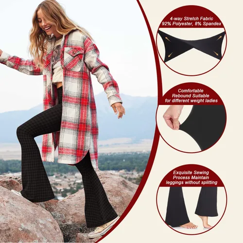 Vista 4 de FULLSOFT Leggings con forro polar para mujer, leggings acampanados de invierno, control de abdomen, cintura alta, pantalones de yoga cálidos