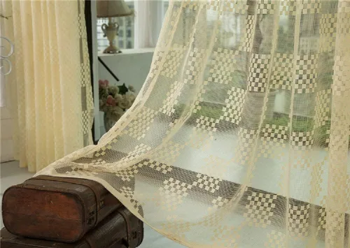 Vista 5 de Cortinas de jacquard con rejilla hueca, con bolsillo para cortinero, para sala de estar, dormitorio, baño