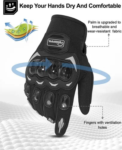 Vista 5 de RIGWARL Guantes de motocicleta para hombres y mujeres, pantalla táctil, guantes ligeros antideslizantes para motocross