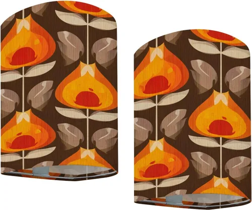 Vista 11 de Juego de dos apliques de pared con pilas, estilo retro, vintage, estilo años 70, líneas de póster, formas enchufables, accesorios de pared