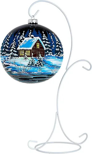 Vista 3 de Adorno de bola de Navidad de vidrio pintado a mano de 4.7 pulgadas (4.7 in) bola colgante, adornos para árbol de Navidad para decoración de Navidad