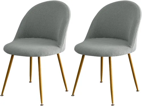 Vista 13 de Paquete de 2 fundas de elastano sin brazos de mediados de siglo para silla con respaldo corto para sala de estar y cocina