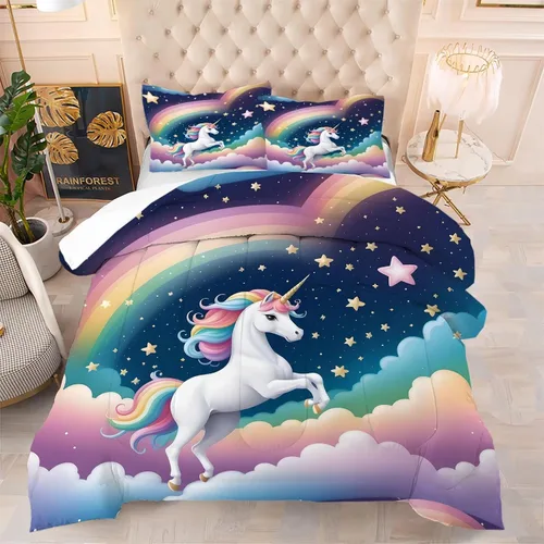 Vista 26 de kxry Lindo juego de edredón de niña negra, juegos de ropa de cama individual de niña afroamericana para niños, bonito edredón de nubes estrelladas