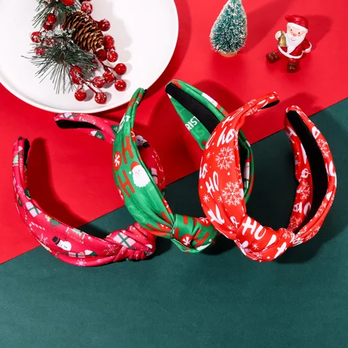 Vista 3 de JERTOCLE Diadema de Navidad para mujer, accesorios para la cabeza con estampado de árbol de Navidad, copo de nieve, diadema anudada, accesorios