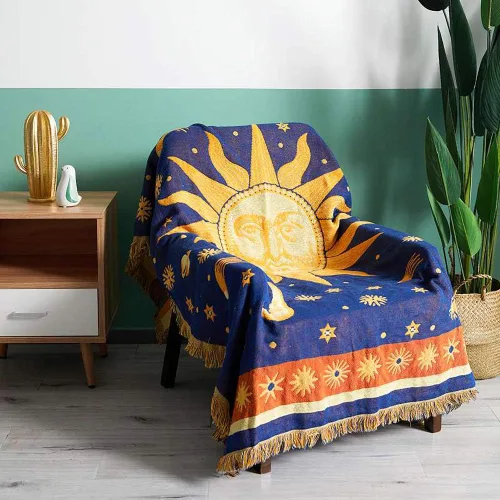 Vista 4 de Manta de 50 x 70 pulgadas de algodón con borlas decorativas