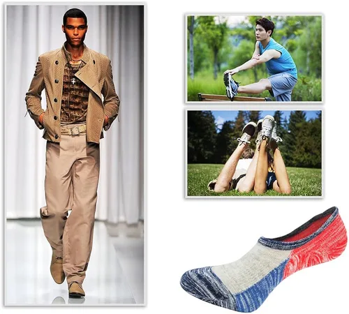 Vista 6 de Empino - Calcetines de corte bajo para hombre, antideslizantes, casuales, calcetines de algodón