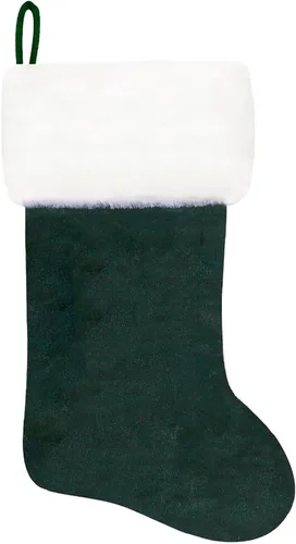 Vista 133 de Calcetines de Navidad bordados de 20 pulgadas con monograma, terciopelo negro con puño de felpa blanca supersuave, adornos clásicos para decoración