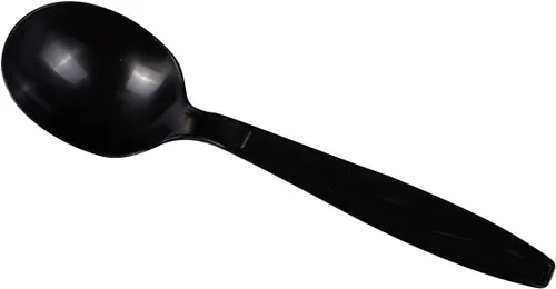 Vista 8 de Karat [5.6 pulgadas - 1000 piezas] Cuchara de sopa desechable de plástico de peso pesado envuelta individualmente negra (U3532B)