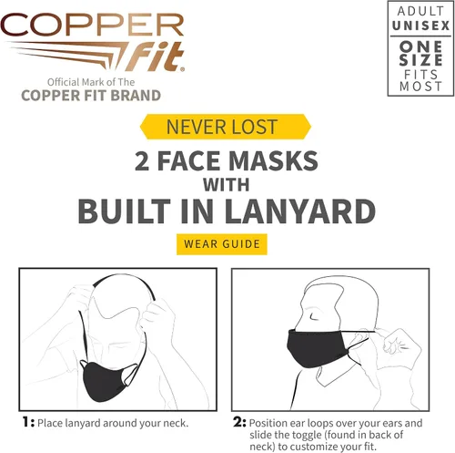 Vista 4 de Copper Fit Mascarillas unisex Never Lost - Paquete de 2