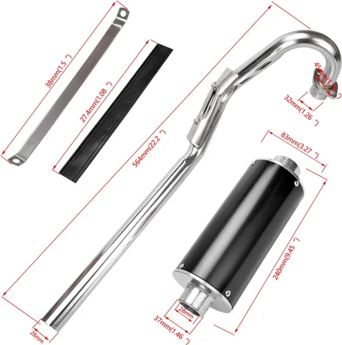 Vista 2 de FVRITO Kit de silenciador de tubo de escape para motocross de 125 cc, 110 cc, 70 cc, silenciador de 1.102 in para chino XR50 CRF50 Coolster SSR Baja