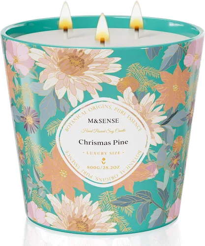 Vista 17 de M&SENSE Vela Perfumada de Eucalipto y Menta, 28.2oz Velas Grandes de Cera de Soja Natural de 3 Mechas, Larga Duración Combustión Limpia y Lenta Sin