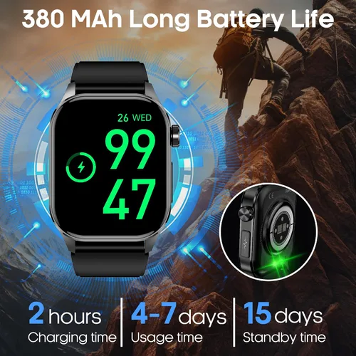 Vista 8 de Reloj inteligente para hombres y mujeres con llamadas Bluetooth, presión arterial, frecuencia cardíaca, oxígeno en sangre, estrés, HRV, monitor