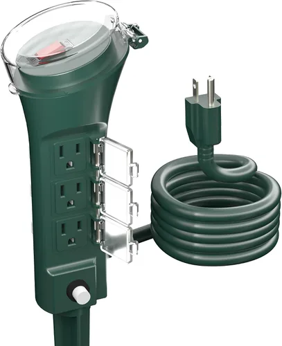 Vista 7 de BN-LINK - Temporizador de estaca para exteriores con temporizador mecánico, 6 tomas de tierra - Cable de 1.8 m, resistente a la intemperie