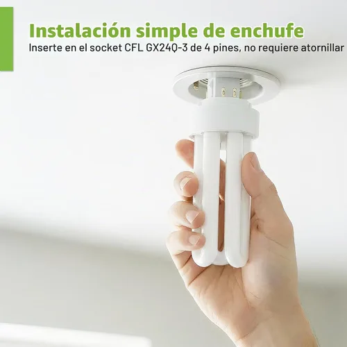 Vista 5 de (unidades 4) tubo triple de 26 Watts - GX24q-3 (4 pines), 26.0watts GX24Q-3 4-pin Plug-in Base, 1800 Lumens, Electronic Ballasts, Replaces