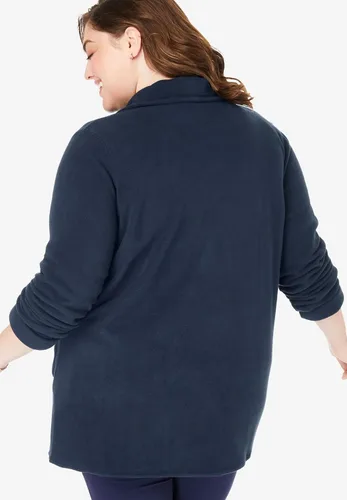Vista 6 de Woman Within Cárdigan de microforro polar de talla grande con cuello chal chaqueta abierta larga de gran