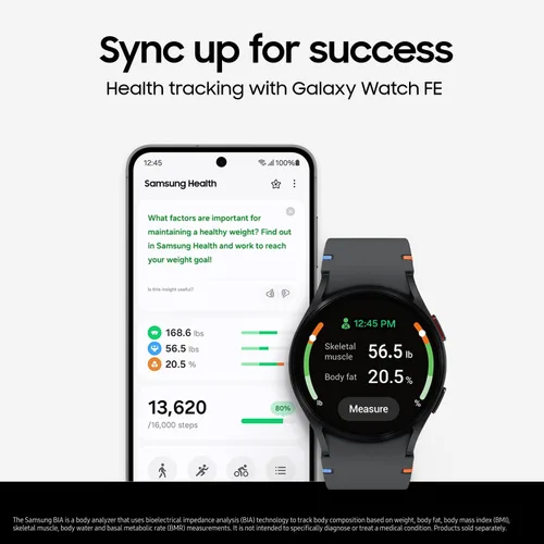 Vista 10 de Samsung Galaxy Watch FE 40mm Bluetooth AI Smartwatch con seguimiento de fitness, sensor BIA, zonas de frecuencia cardíaca personalizadas, monitor