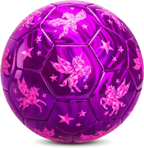 Vista 9 de Balón de fútbol tamaño 4, tamaño 3, tamaño 2 con bomba desinflada, juguetes de dinosaurio de unicornio con purpurina para niños pequeños